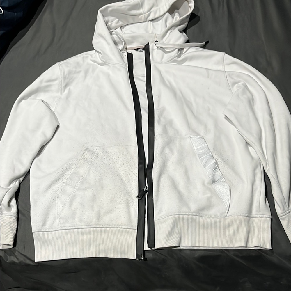 White Hoodie with Black Zipper